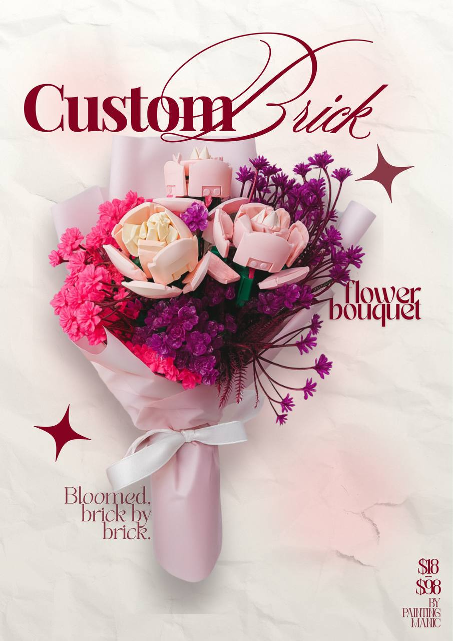Painting Manic 3 roses Custom Brick Boquet